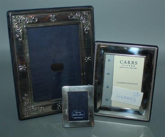 3 silver photo frames